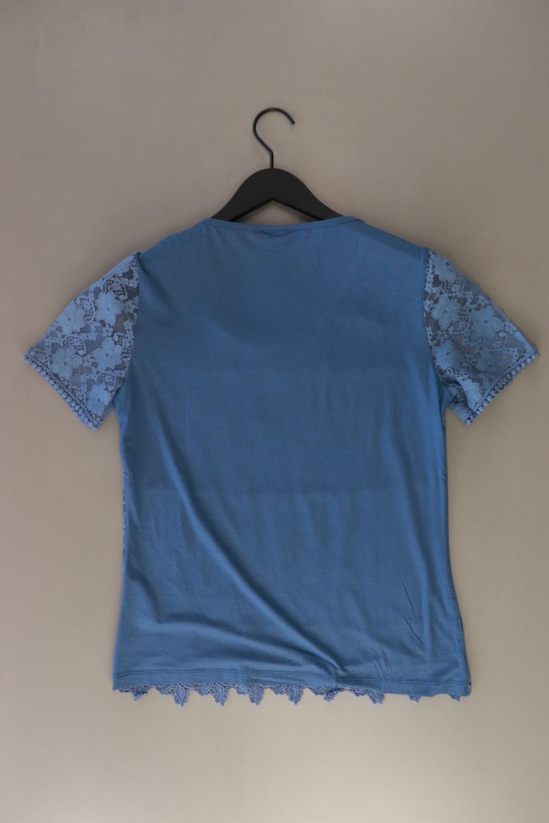 Amy Vermont Shirt mit Spitze Gr. 38 Kurzarm blau aus Viskose