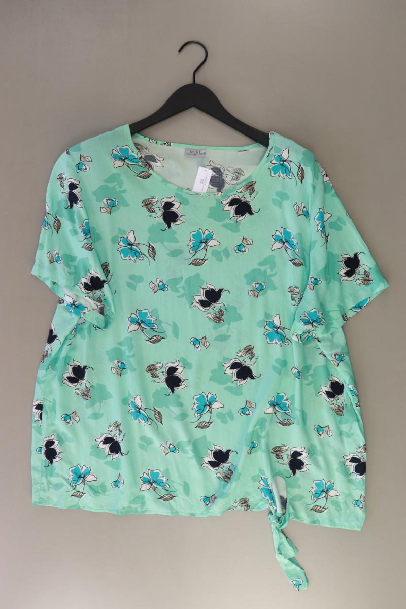 Seidel Kurzarmbluse Gr. 50 mit Blumenmuster türkis aus Viskose