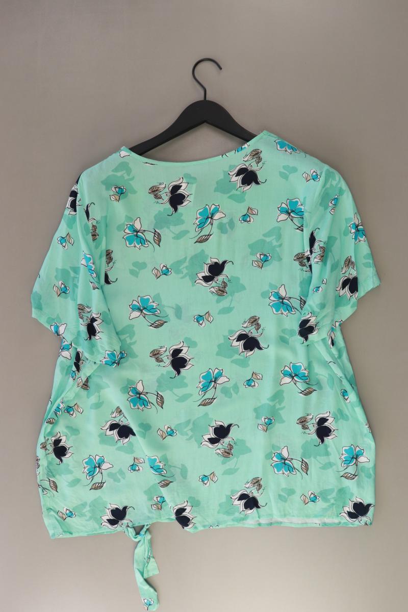 Seidel Kurzarmbluse Gr. 50 mit Blumenmuster türkis aus Viskose