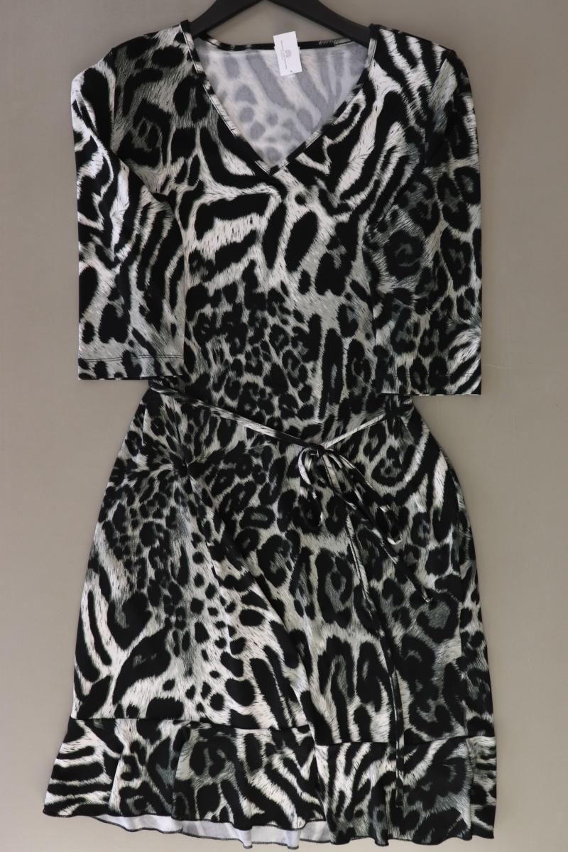 VA Milano Jerseykleid Gr. 42 mit Tierdruck mit Gürtel 3/4 Ärmel grau