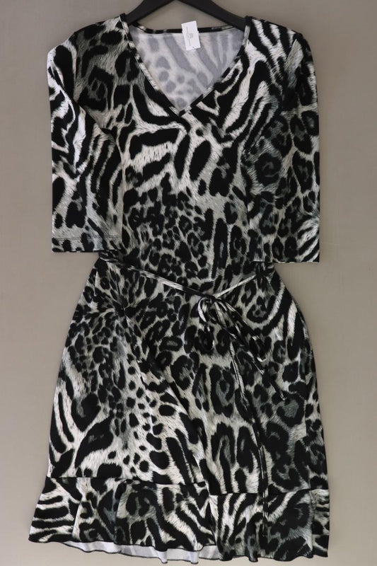 VA Milano Jerseykleid Gr. 42 mit Tierdruck mit Gürtel 3/4 Ärmel grau