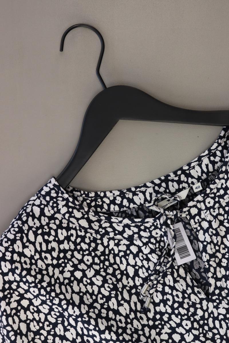 Tom Tailor Kurzarmbluse Gr. 40 mit Tierdruck blau
