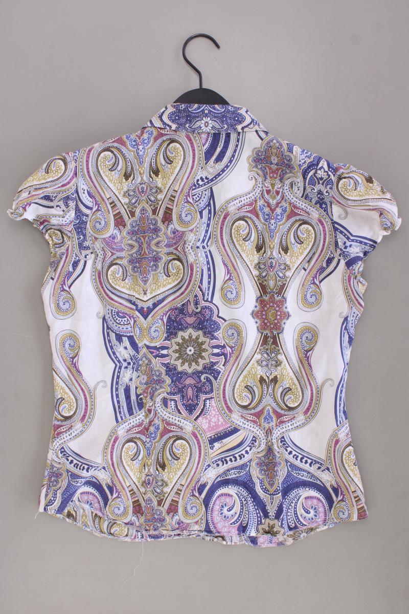 Taifun Rüschenbluse Gr. 36 mit Paisleymuster Kurzarm mehrfarbig aus Baumwolle