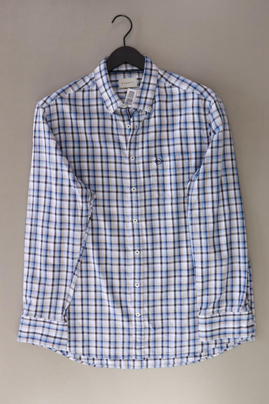 Bugatti Karohemd für Herren Gr. XL kariert Langarm blau aus Baumwolle
