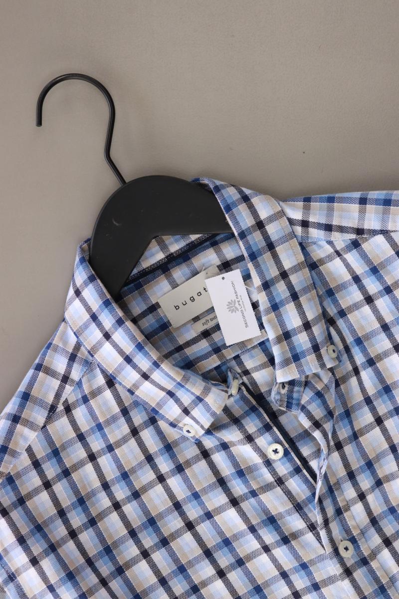 Bugatti Karohemd für Herren Gr. XL kariert Langarm blau aus Baumwolle