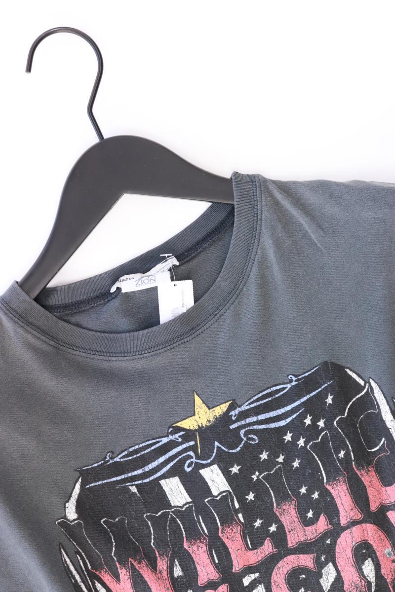 Pull&Bear Printshirt Gr. M Kurzarm grau aus Baumwolle