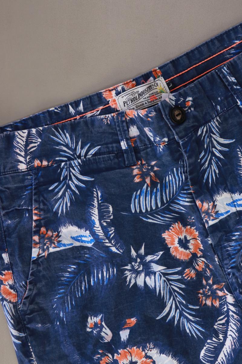 Petrol Industries Shorts für Herren Gr. L mit Blumenmuster blau aus Baumwolle