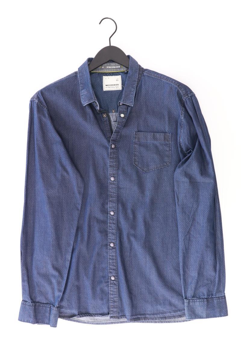 No Excess Langarmhemd für Herren Gr. XL blau aus Baumwolle