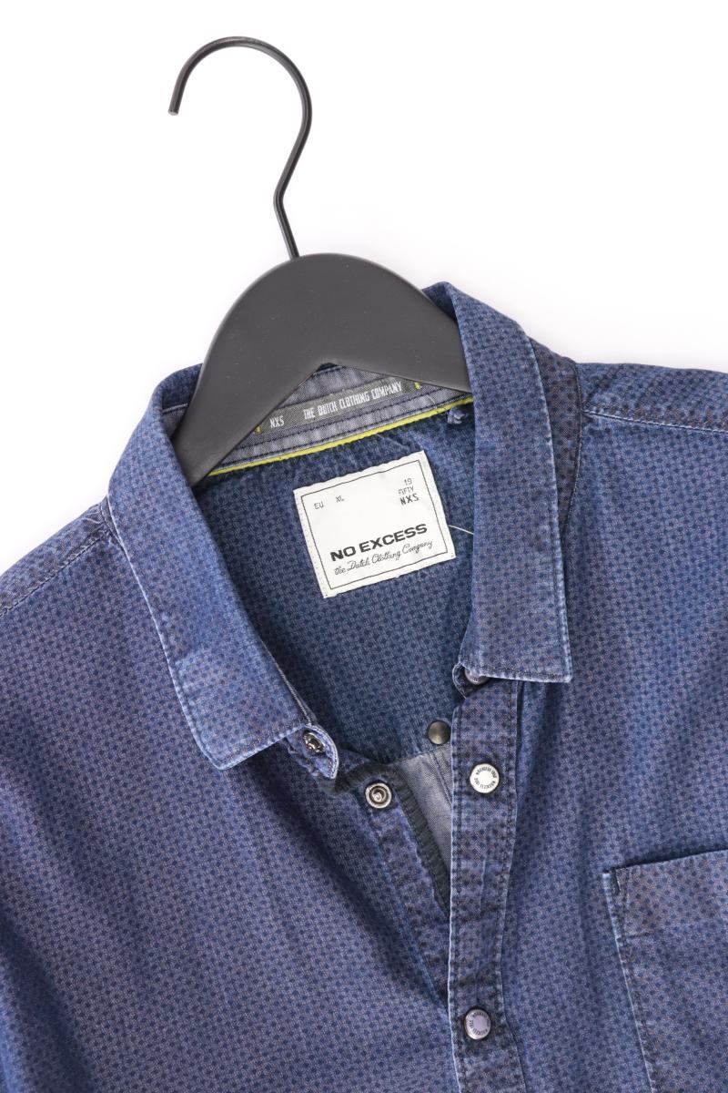 No Excess Langarmhemd für Herren Gr. XL blau aus Baumwolle