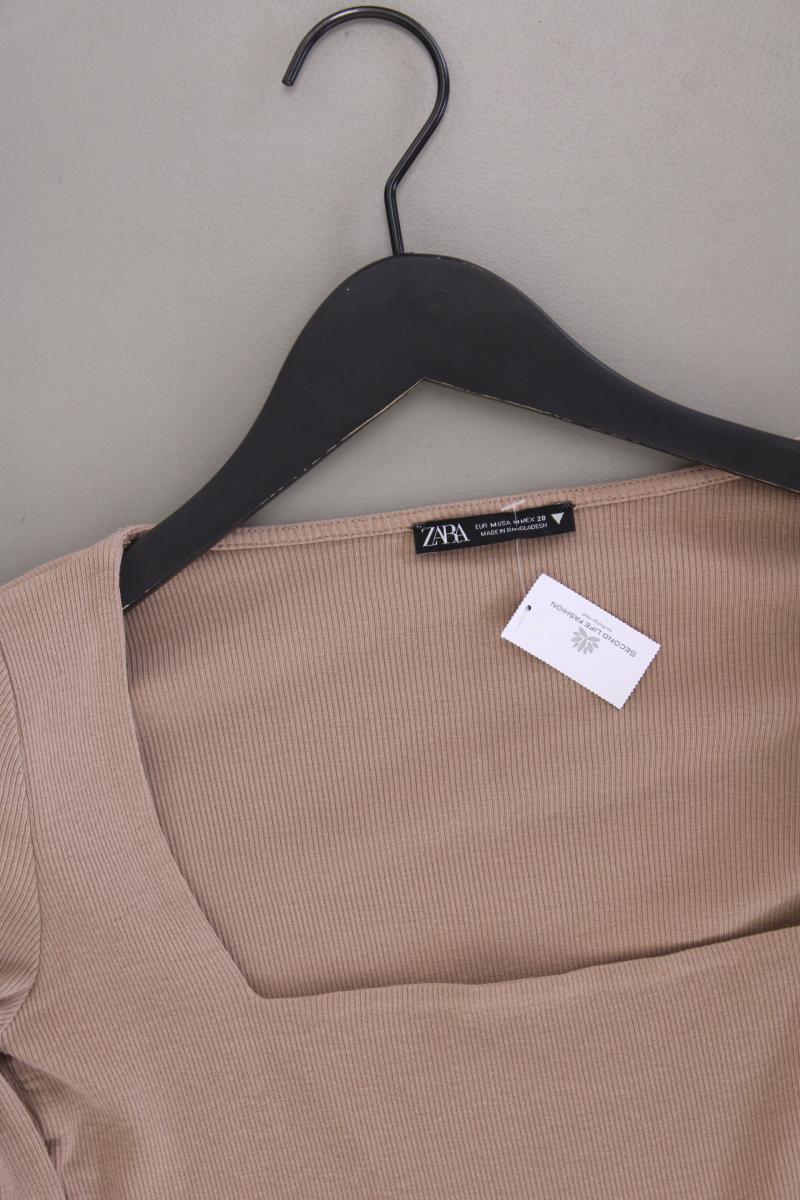 Zara Cropped Shirt Gr. M Langarm braun aus Baumwolle