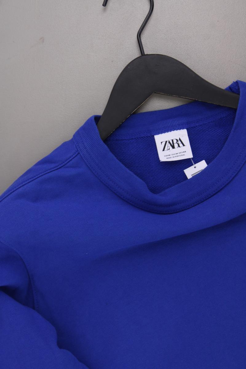 Zara Langarmpullover für Herren Gr. M blau aus Baumwolle