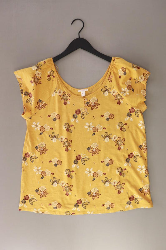 Esprit Printshirt Gr. L mit Blumenmuster Kurzarm gelb aus Baumwolle