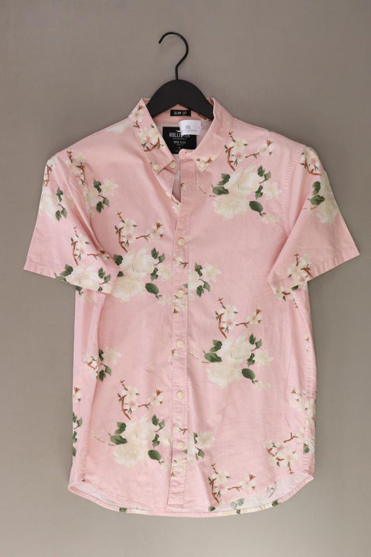 Hollister Kurzarmhemd für Herren Gr. S mit Blumenmuster rosa aus Baumwolle