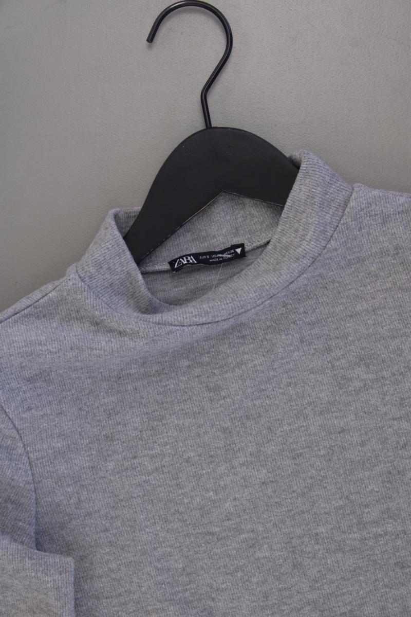 Zara Cropped Shirt Gr. S Kurzarm grau aus Polyester