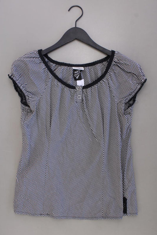 Street One Karobluse Gr. 40 kariert Kurzarm schwarz aus Baumwolle