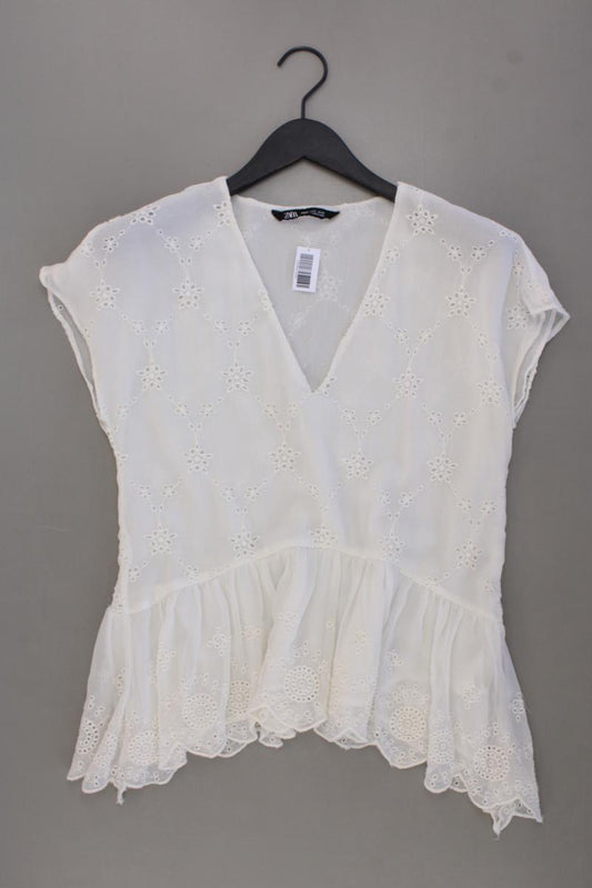 Zara Kurzarmbluse Gr. S creme aus Polyester