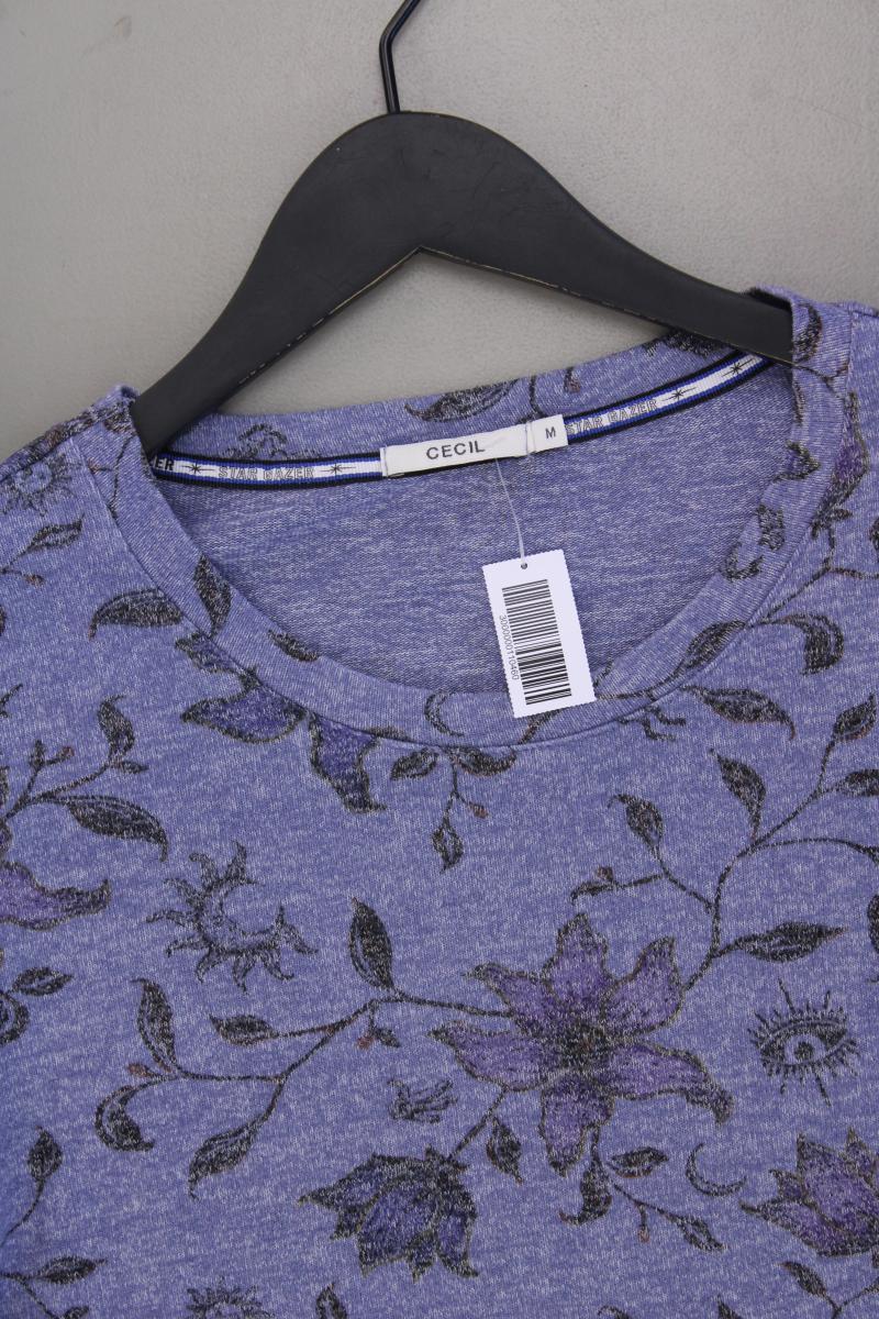 Cecil Printshirt Gr. M mit Blumenmuster Langarm blau aus Viskose