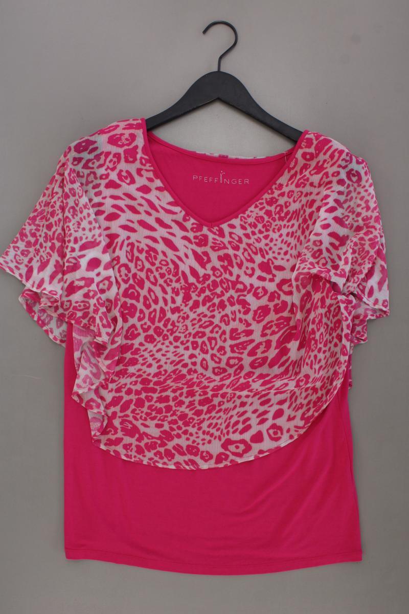 Pfeffinger Chiffonbluse Gr. 42 mit Tierdruck Kurzarm pink aus Viskose