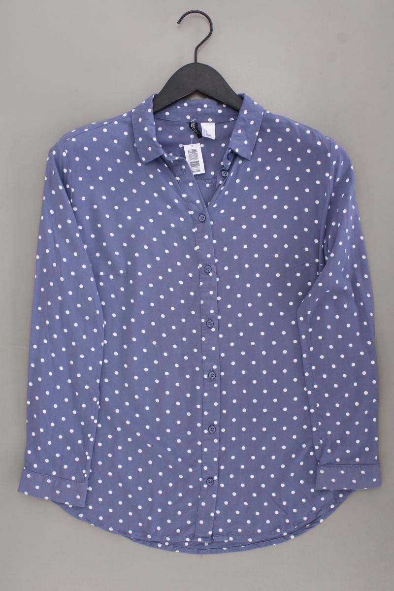 H&M Langarmbluse Gr. 36 gepunktet blau aus Viskose