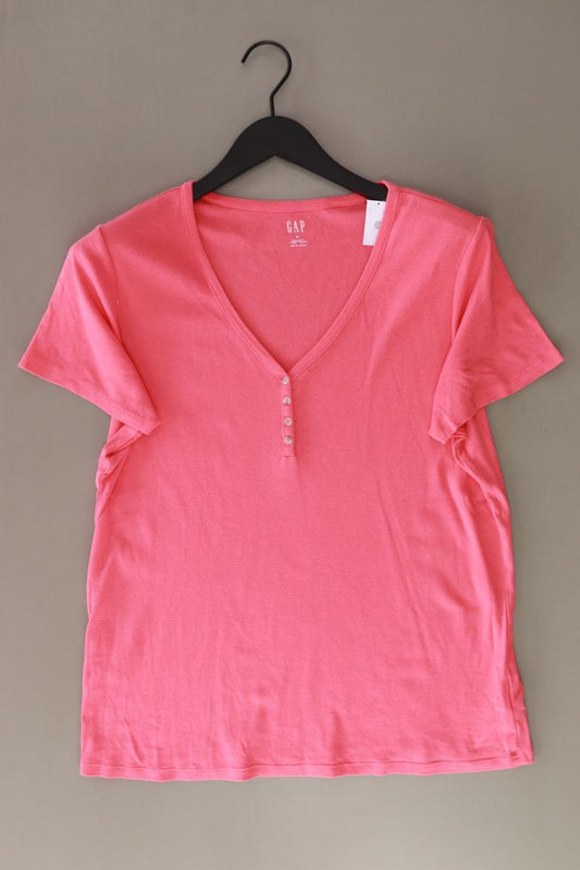 GAP Shirt mit V-Ausschnitt Gr. XL Kurzarm rosa aus Baumwolle