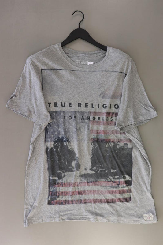 True Religion Printshirt für Herren Gr. XXXL Kurzarm grau aus Baumwolle