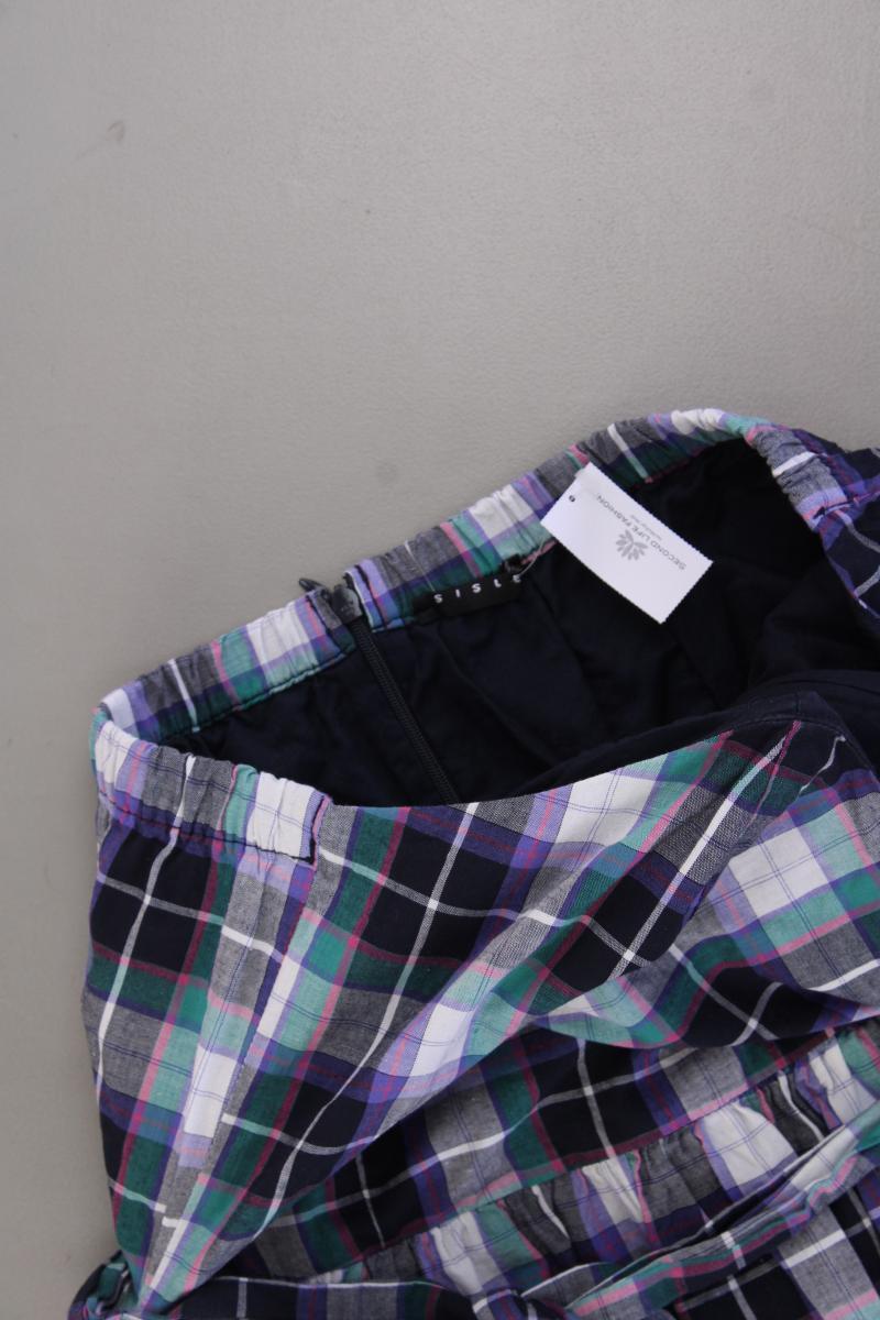 Sisley Bandeaukleid Gr. M kariert mit Gürtel Ärmellos lila aus Baumwolle