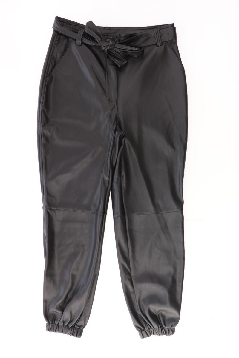 About You Kunstlederhose Gr. 38 mit Gürtel schwarz aus Polyester