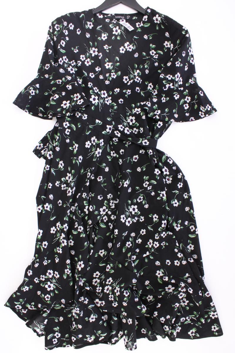 BOOHOO Wickelkleid Gr. 40 mit Blumenmuster neuwertig Kurzarm schwarz