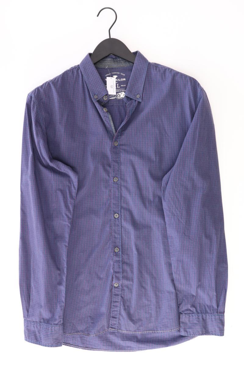 Tom Tailor Karohemd für Herren Gr. XL kariert Langarm blau aus Baumwolle