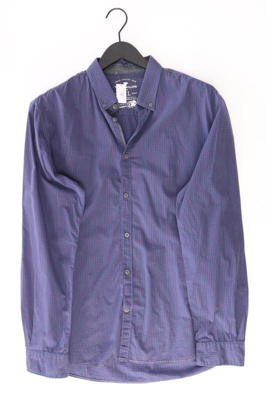 Tom Tailor Karohemd für Herren Gr. XL kariert Langarm blau aus Baumwolle