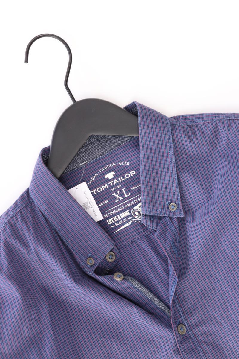 Tom Tailor Karohemd für Herren Gr. XL kariert Langarm blau aus Baumwolle