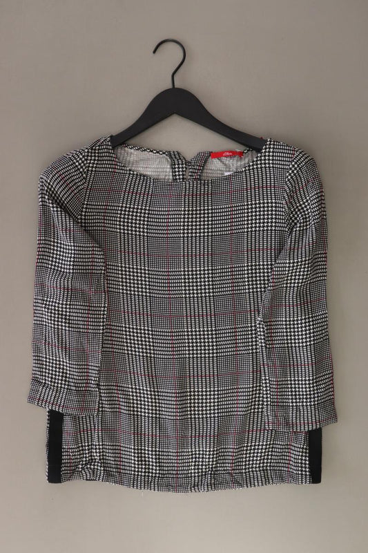 s.Oliver Regular Bluse Gr. 34 hahnentritt 3/4 Ärmel grau aus Viskose