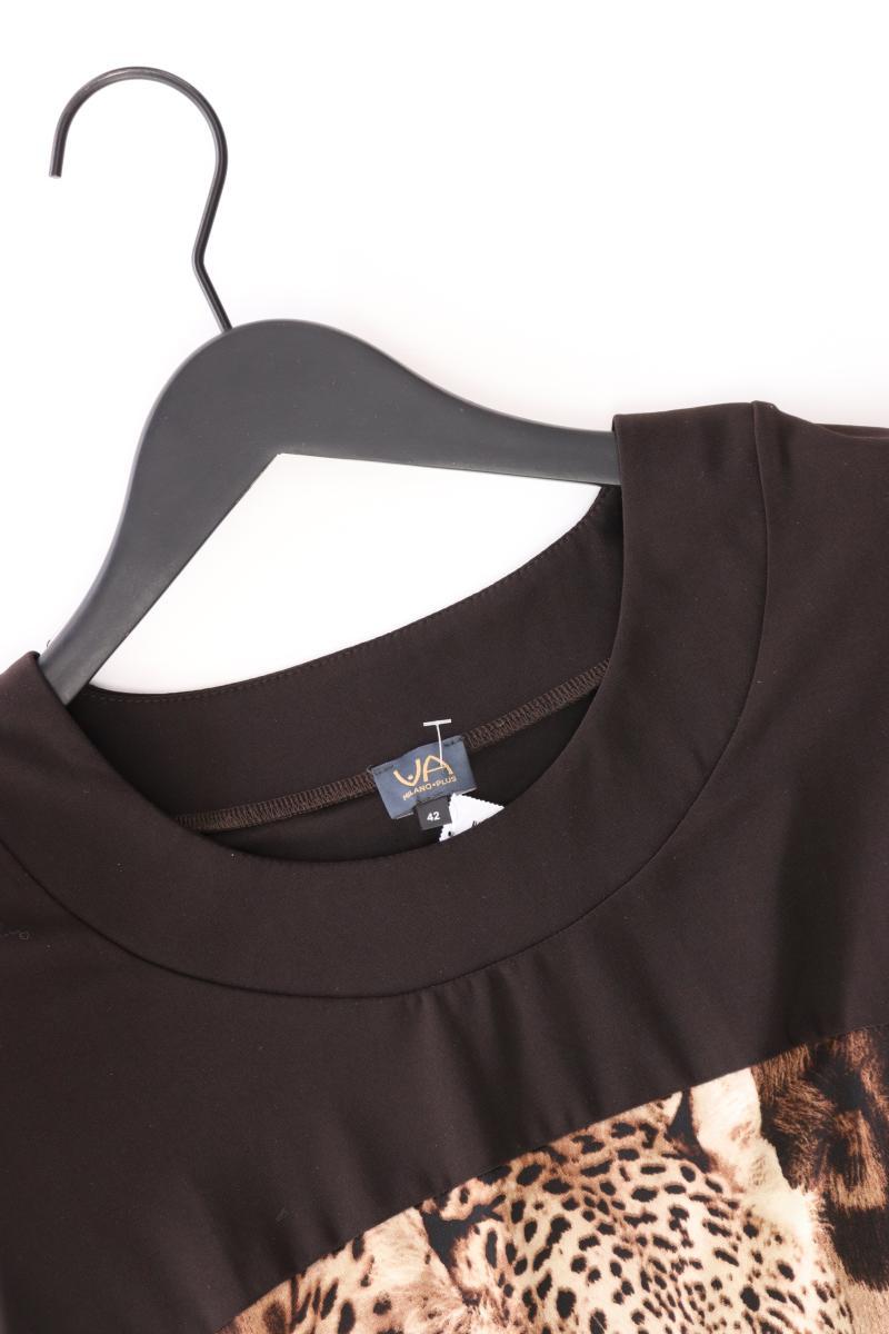 VA Milano Jerseykleid Gr. 42 mit Tierdruck 3/4 Ärmel braun aus Polyester