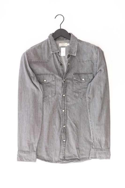 Topman Jeanshemd für Herren Gr. S Langarm grau aus Baumwolle