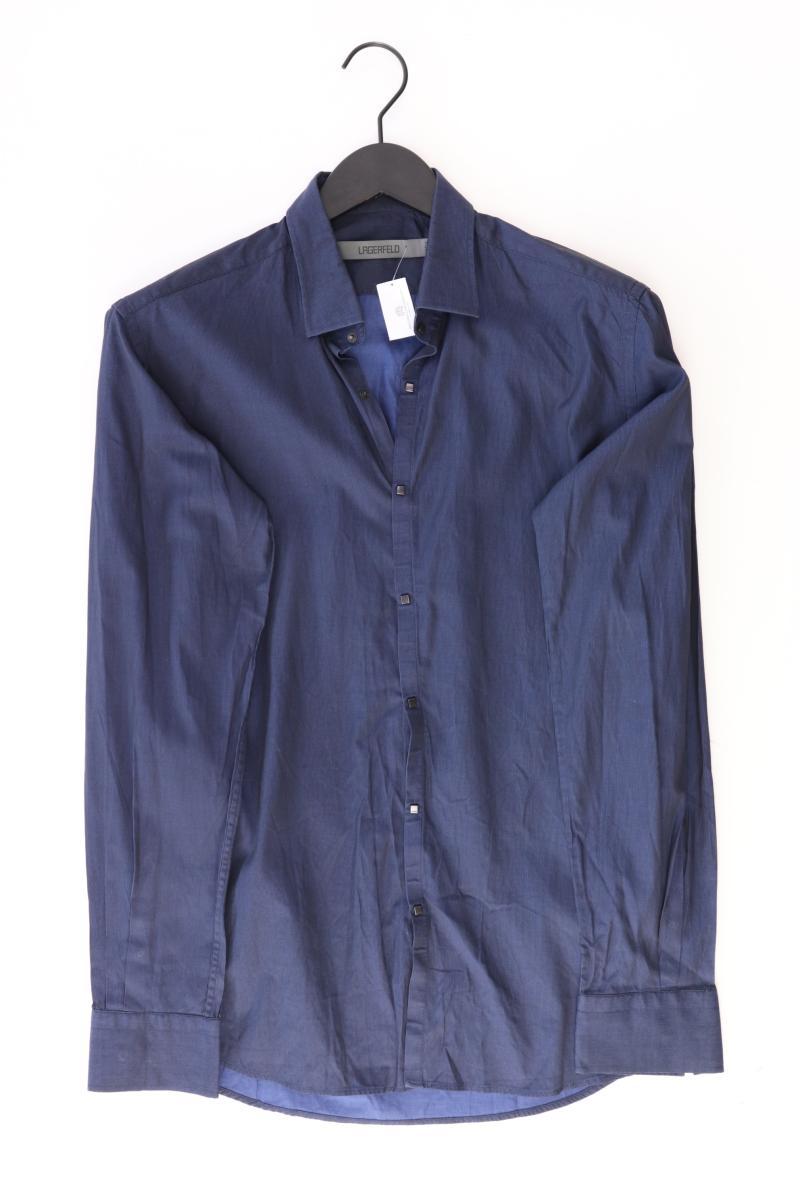 Lagerfeld Langarmhemd für Herren Gr. Hemdgröße 39 blau aus Baumwolle
