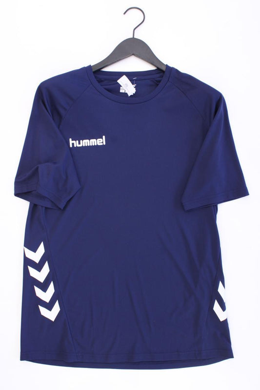 hummel Sportshirt für Herren Gr. M Kurzarm blau aus Polyester