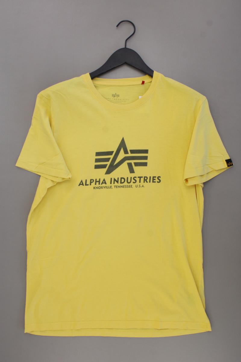 ALPHA INDUSTRIES Printshirt für Herren Gr. XL Kurzarm gelb aus Baumwolle