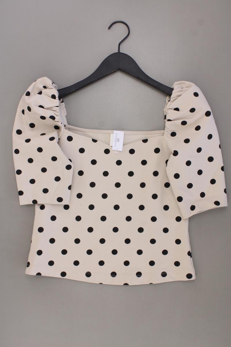 H&M Shirt Gr. S gepunktet Kurzarm creme aus Viskose