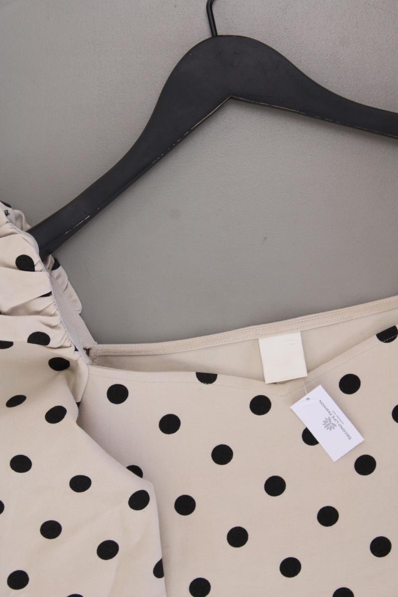 H&M Shirt Gr. S gepunktet Kurzarm creme aus Viskose