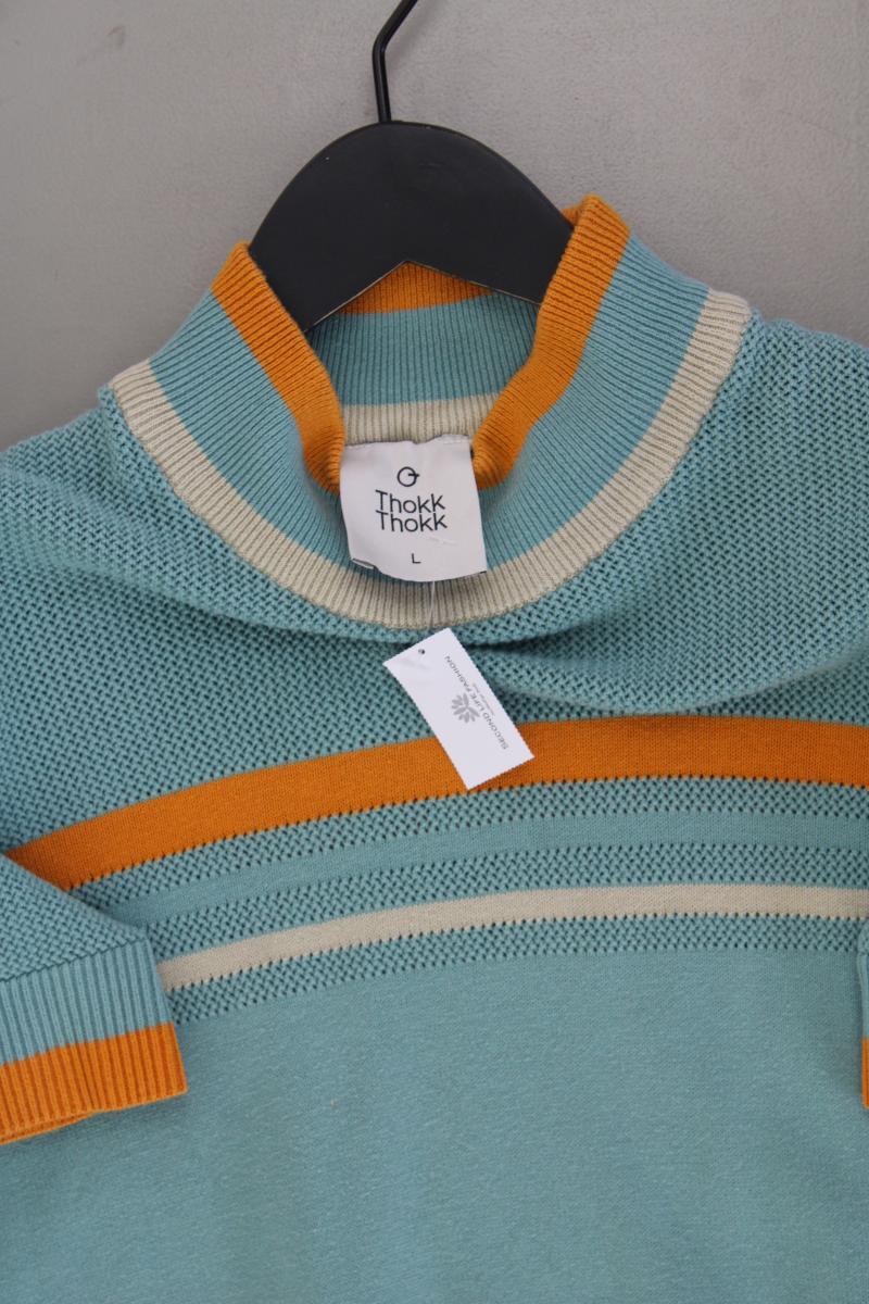 Thokk Thokk Strickshirt Gr. L Kurzarm blau aus Baumwolle