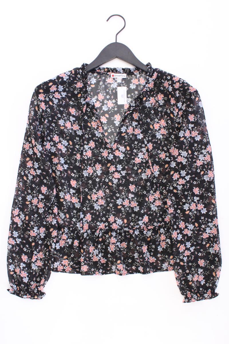 Street One Chiffonbluse Gr. 42 mit Blumenmuster Langarm schwarz
