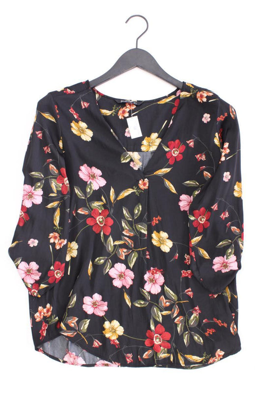 Stradivarius Classic Bluse Gr. L mit Blumenmuster 3/4 Ärmel schwarz