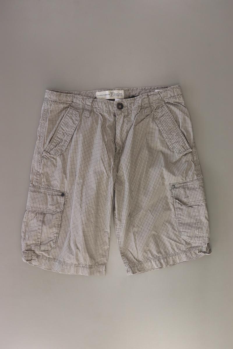 Tom Tailor (Denim) Cargoshorts für Herren Gr. W32 kariert grau aus Baumwolle