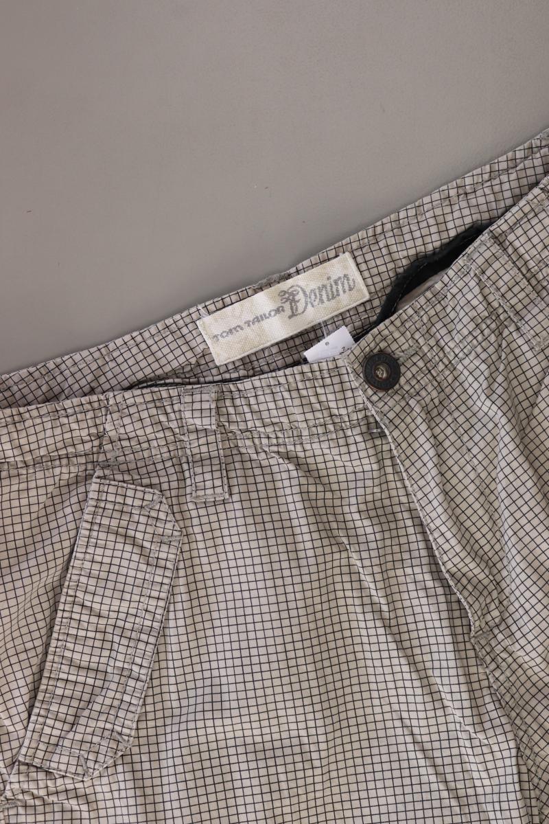 Tom Tailor (Denim) Cargoshorts für Herren Gr. W32 kariert grau aus Baumwolle