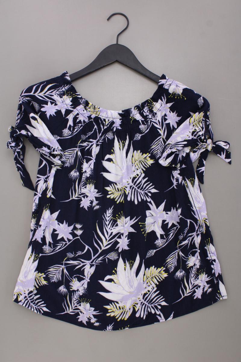 Street One Kurzarmbluse Gr. 38 mit Blumenmuster mit Carmen-Ausschnitt blau