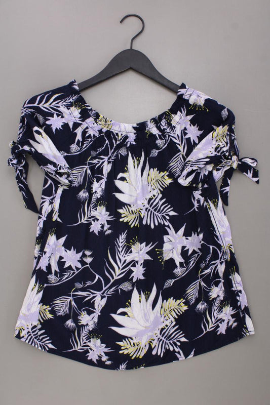 Street One Kurzarmbluse Gr. 38 mit Blumenmuster mit Carmen-Ausschnitt blau