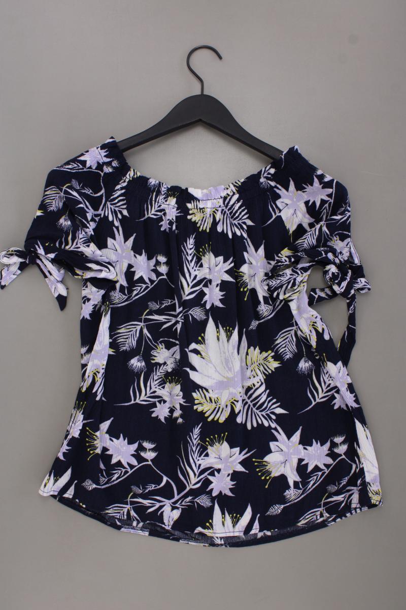 Street One Kurzarmbluse Gr. 38 mit Blumenmuster mit Carmen-Ausschnitt blau