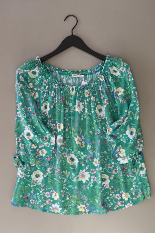 Cecil Regular Bluse Gr. XL mit Blumenmuster 3/4 Ärmel mit Carmen-Ausschnitt grün