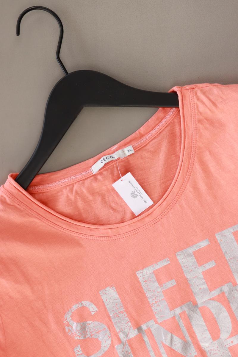 Cecil Printshirt Gr. XL Kurzarm orange aus Baumwolle