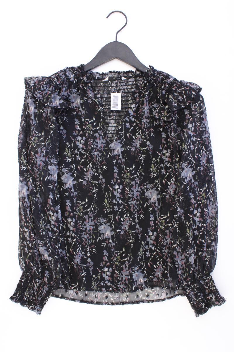 PIGALLE Chiffonbluse Gr. M mit Blumenmuster Langarm schwarz aus Polyester